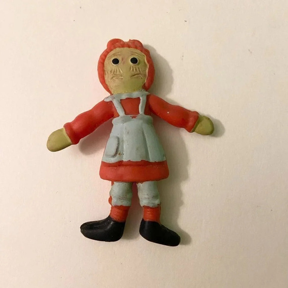 Vintage 1968 Raggedy Ann Doll Mini Rubber  Doll 2.25 Inch Toy Figure Hong Kong - Picture 11 of 11